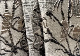 Embossed Mixed Silver & Gold Metallic Embossed Floral Polyester Blend Brocade (Made in Italy)