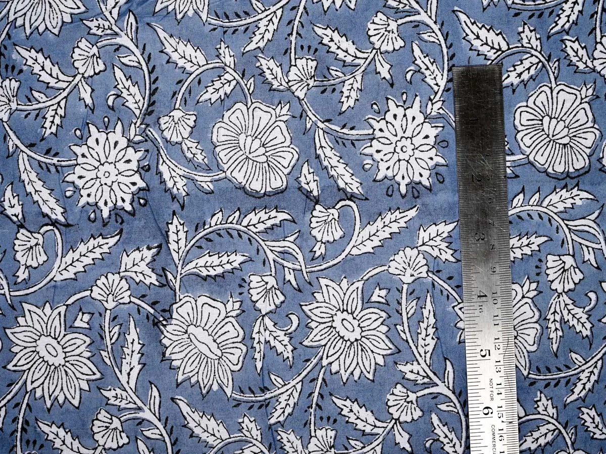Floral Motifs: Cotton Gray White Clothes Fabric
