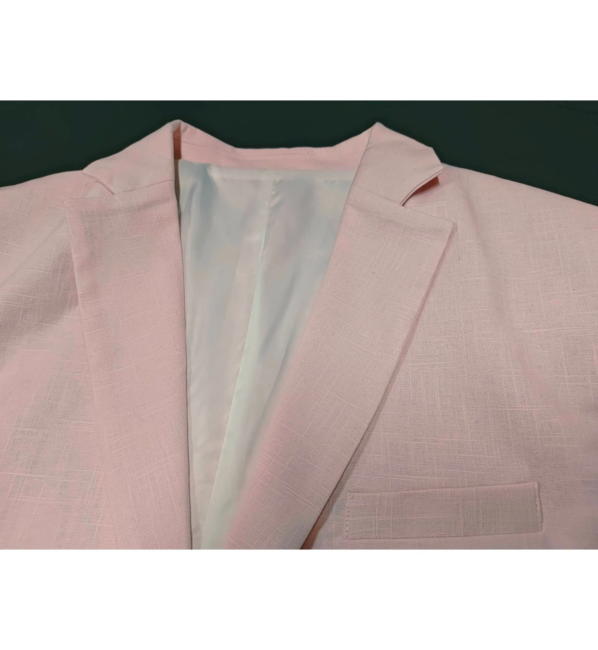Formal 2 Piece Men's Suit Flat Linen Notch Lapel Tuxedos (Blazer Shorts)
