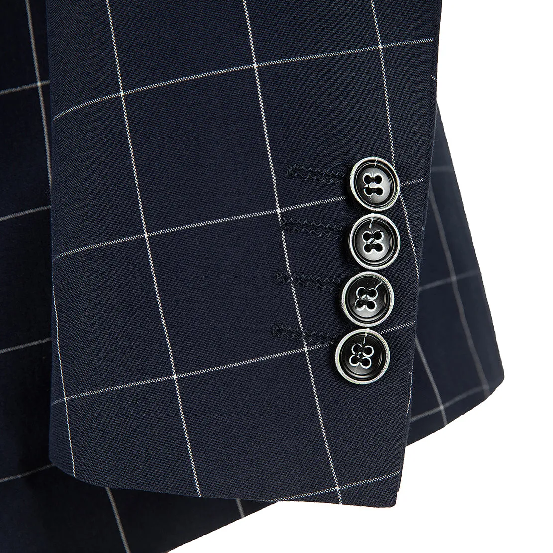 Formal Mens Suit 3 Pieces Plaid Peak Lapel Tuxedos (Blazer Vest Pants)