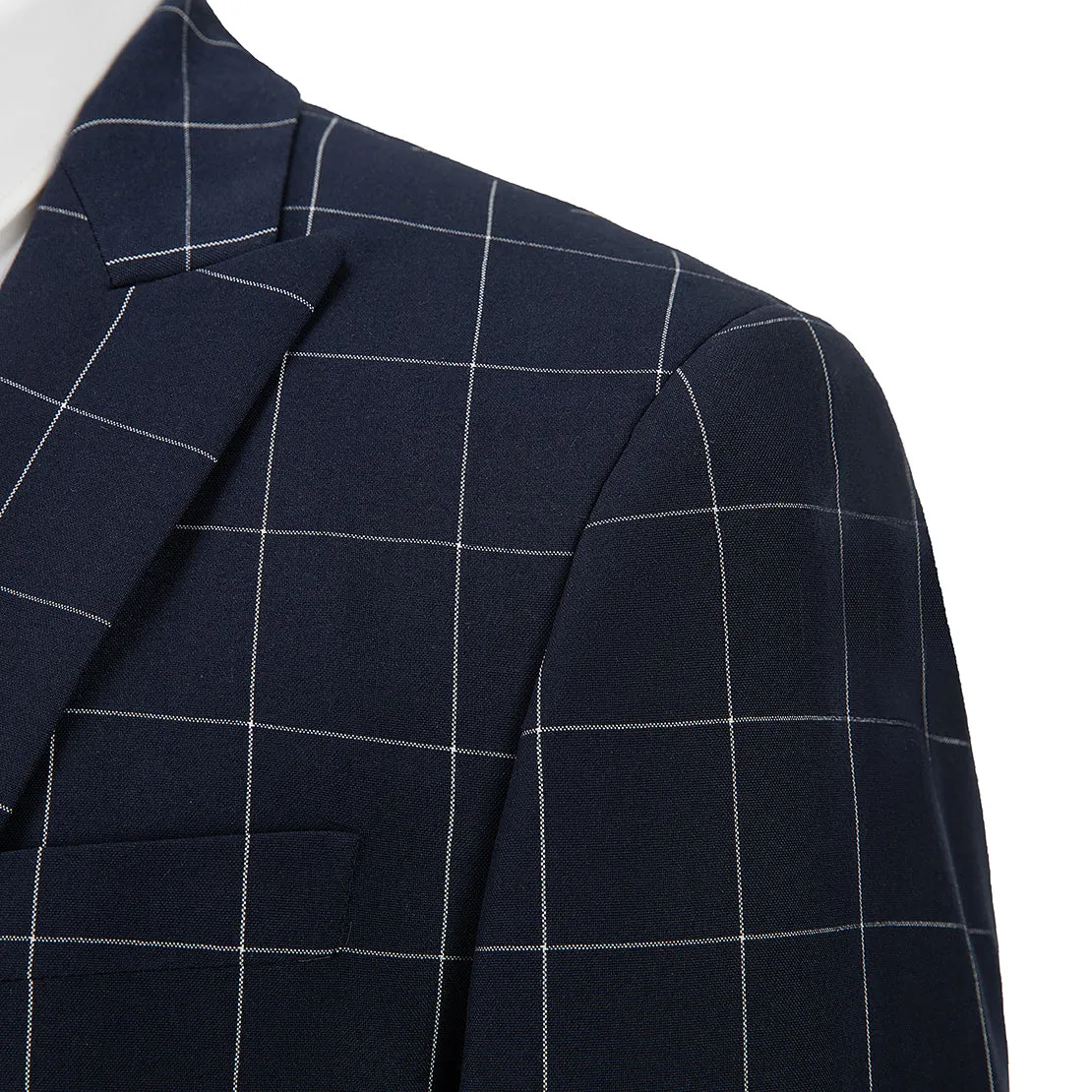 Formal Mens Suit 3 Pieces Plaid Peak Lapel Tuxedos (Blazer Vest Pants)