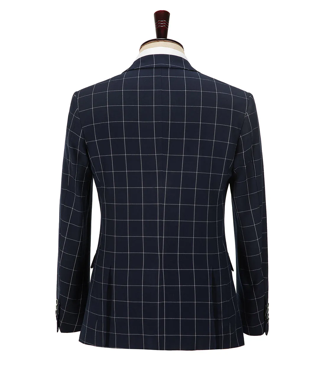 Formal Mens Suit 3 Pieces Plaid Peak Lapel Tuxedos (Blazer Vest Pants)