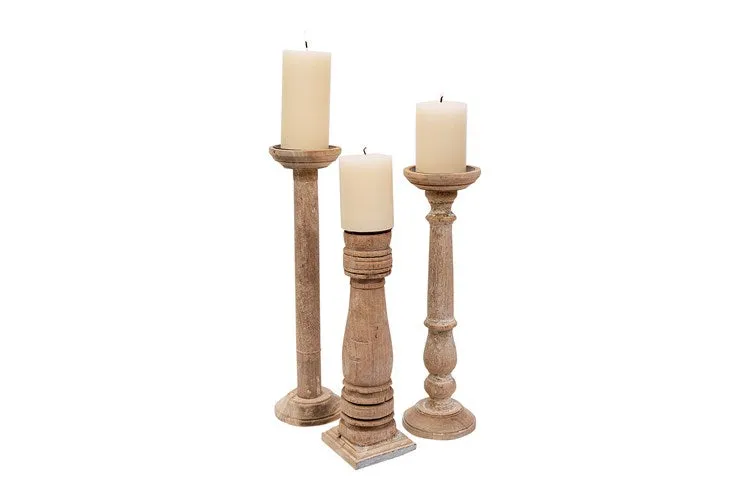 Found Wood & Metal Candle Holder