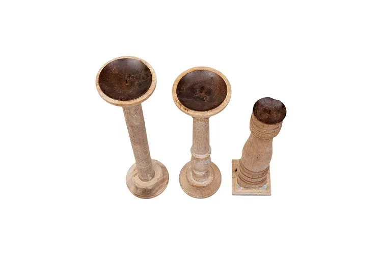Found Wood & Metal Candle Holder