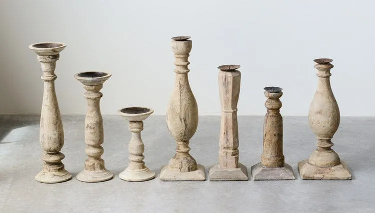 Found Wood & Metal Candle Holder
