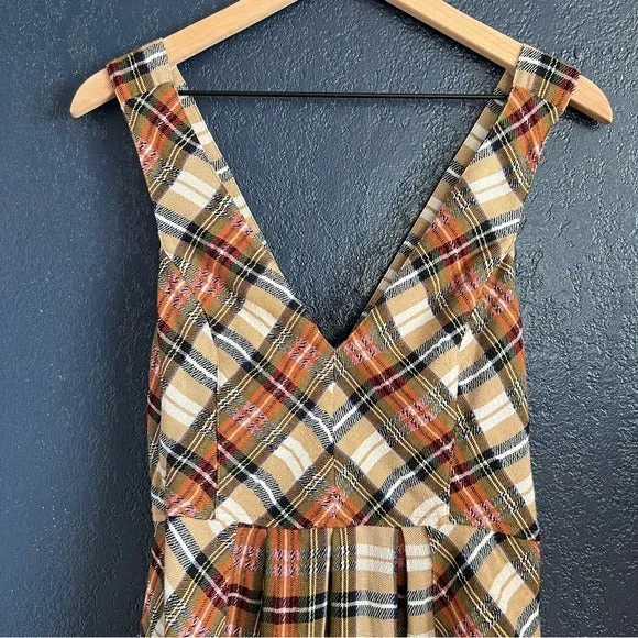 Free People Killing Time Plaid Penafore Mini Dress