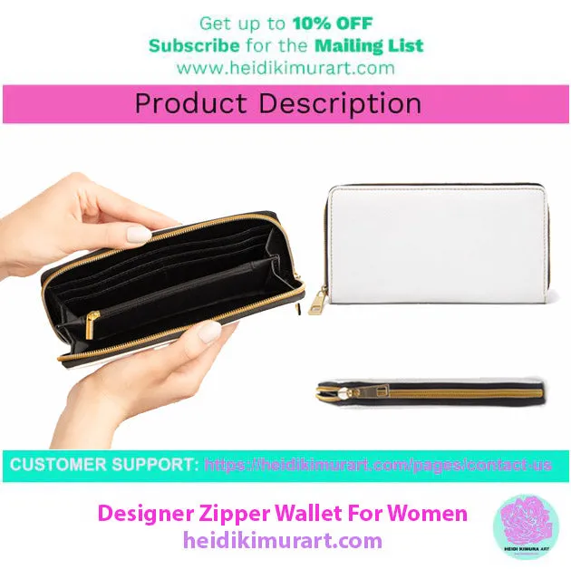 Green Camo Zipper Wallet, Camouflage Army Military Print Long Compact Designer Premium Quality Women's Wallet