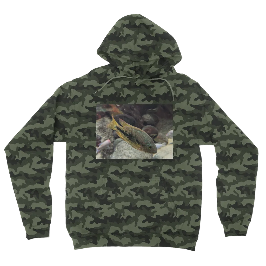Green Orange Fish Camouflage Adult Hoodie
