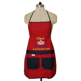 Heart Home Cotton Oil Resistant Cooking Kitchen Apron for Men & Women (Red) 52HH3801
