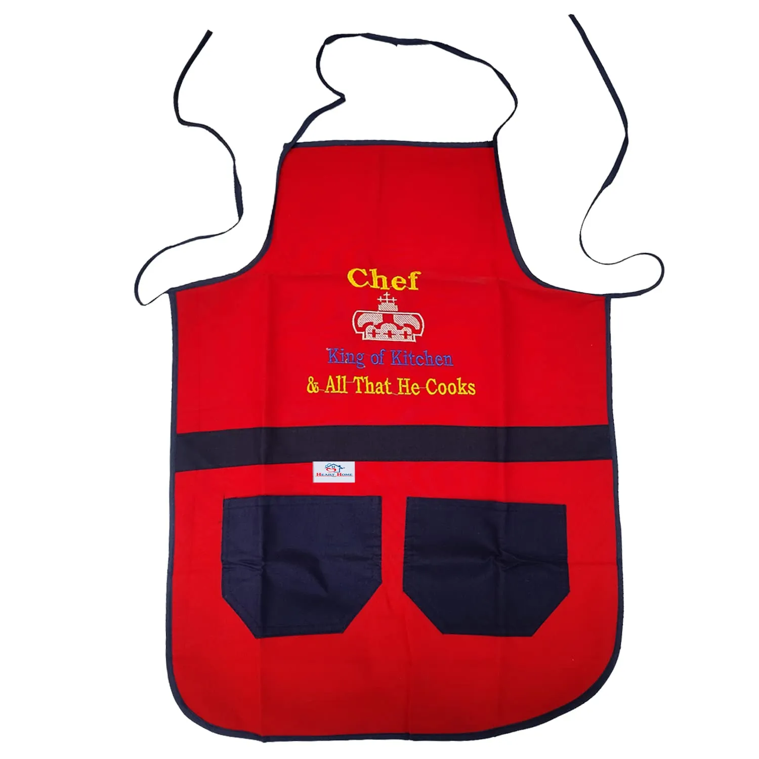 Heart Home Cotton Oil Resistant Cooking Kitchen Apron for Men & Women (Red) 52HH3801