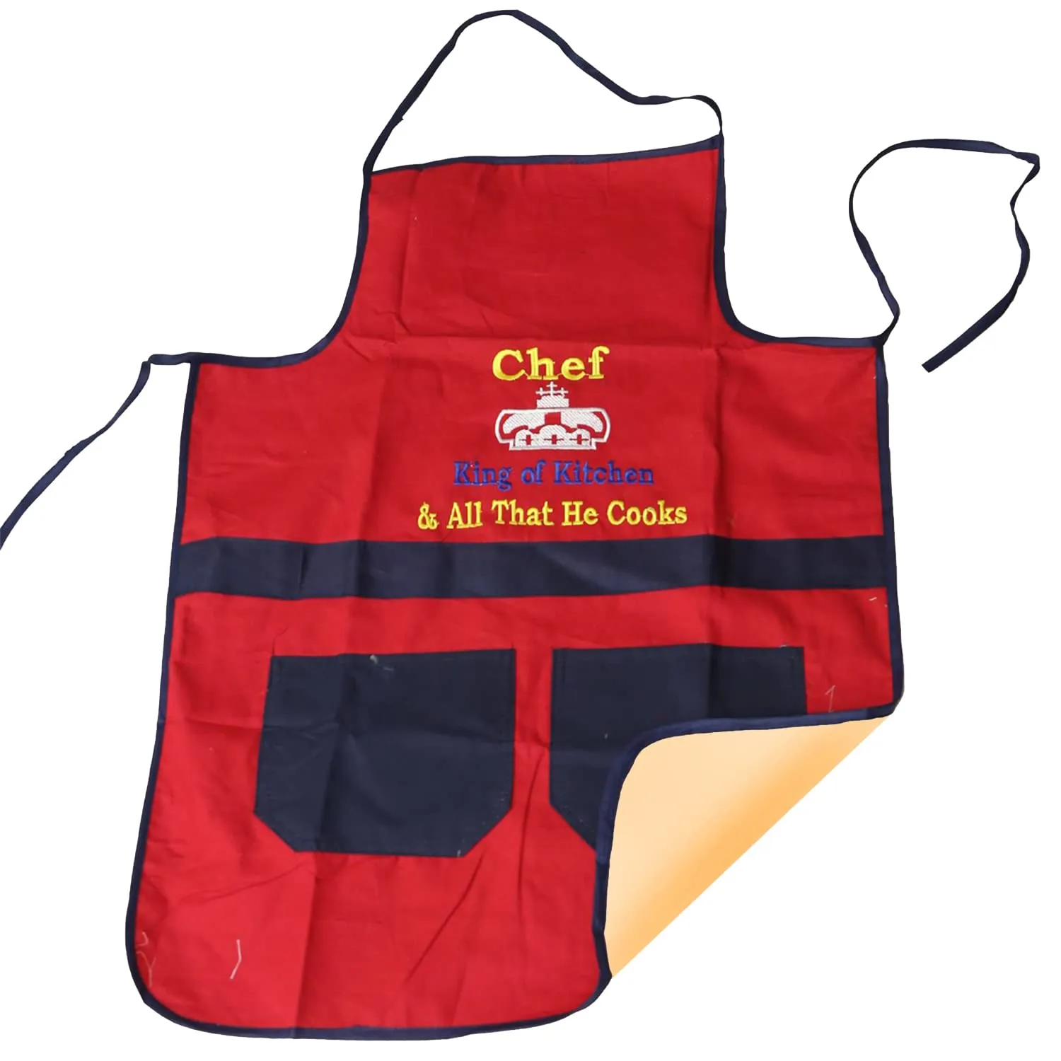 Heart Home Cotton Oil Resistant Cooking Kitchen Apron for Men & Women (Red) 52HH3801