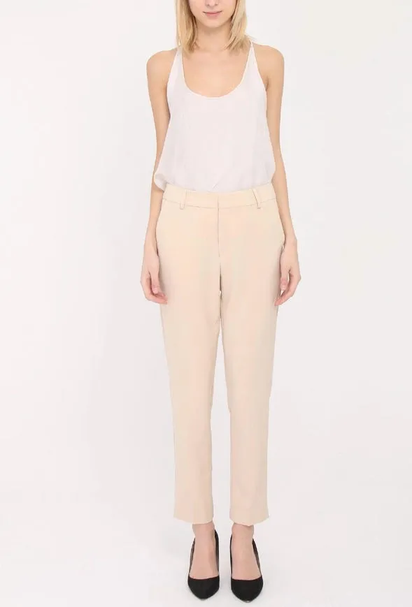High Waist Cigarette Pants  Beige