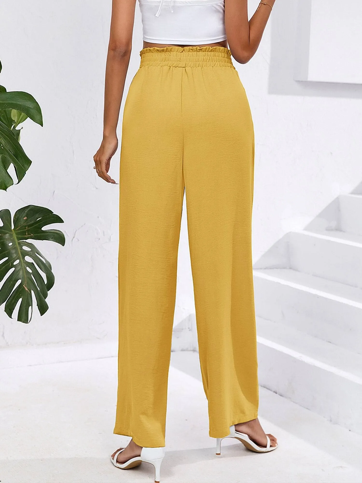 High Waist Wide Leg Palazzo Pants with Pockets with Loose Belt and super Flowy