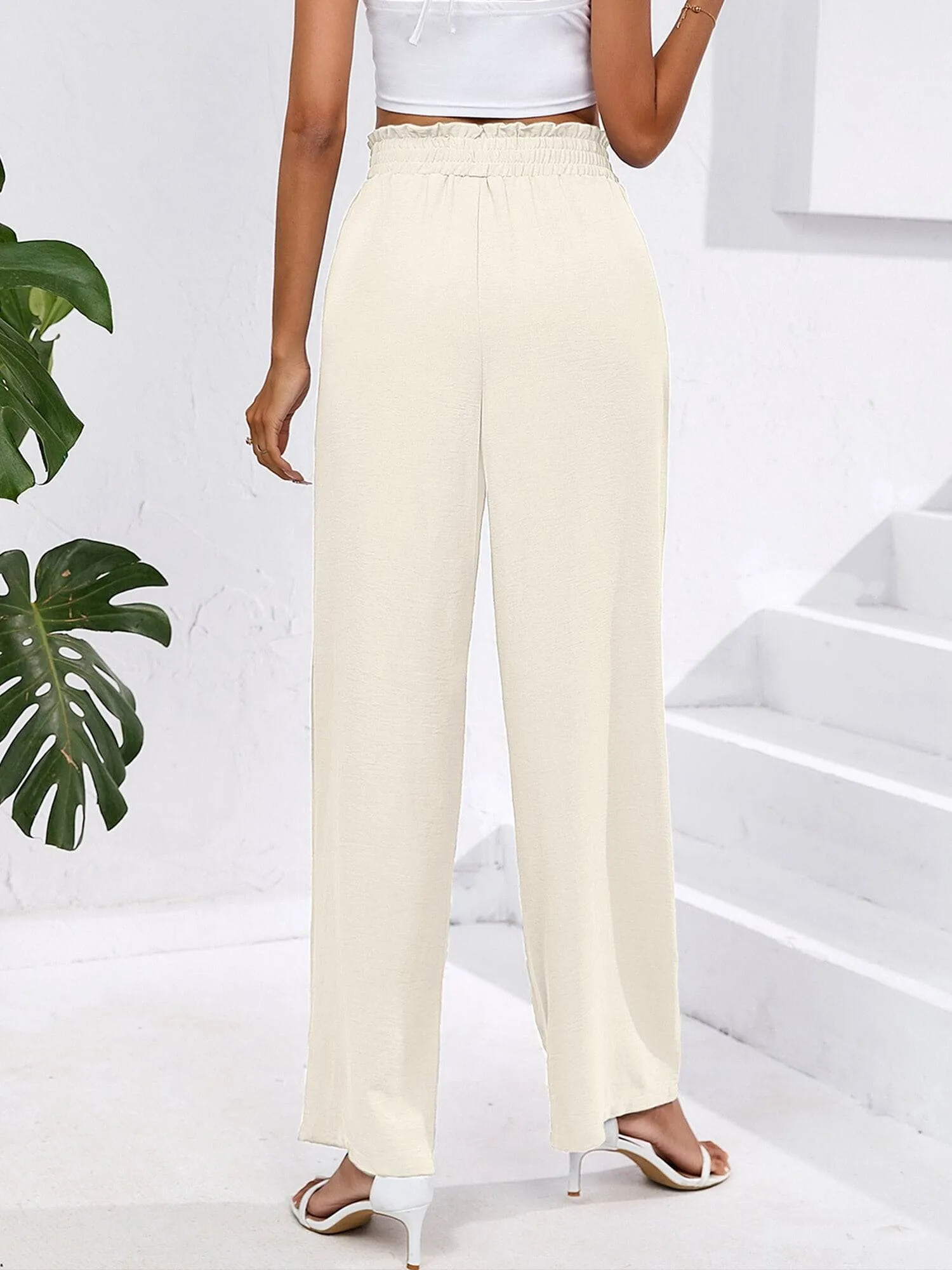High Waist Wide Leg Palazzo Pants with Pockets with Loose Belt and super Flowy