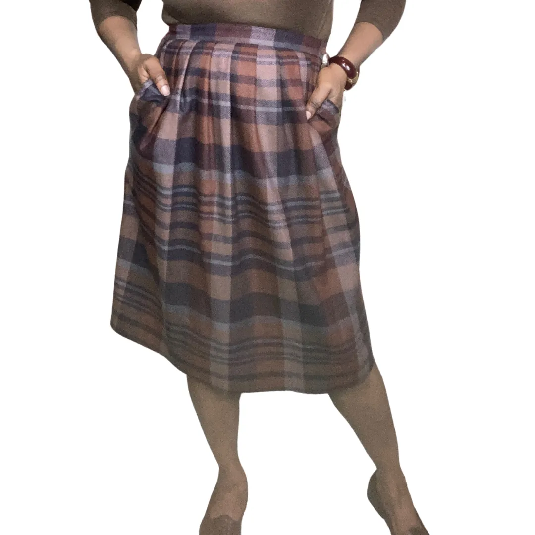 Jordache Wool Plaid Midi Skirt sz. M