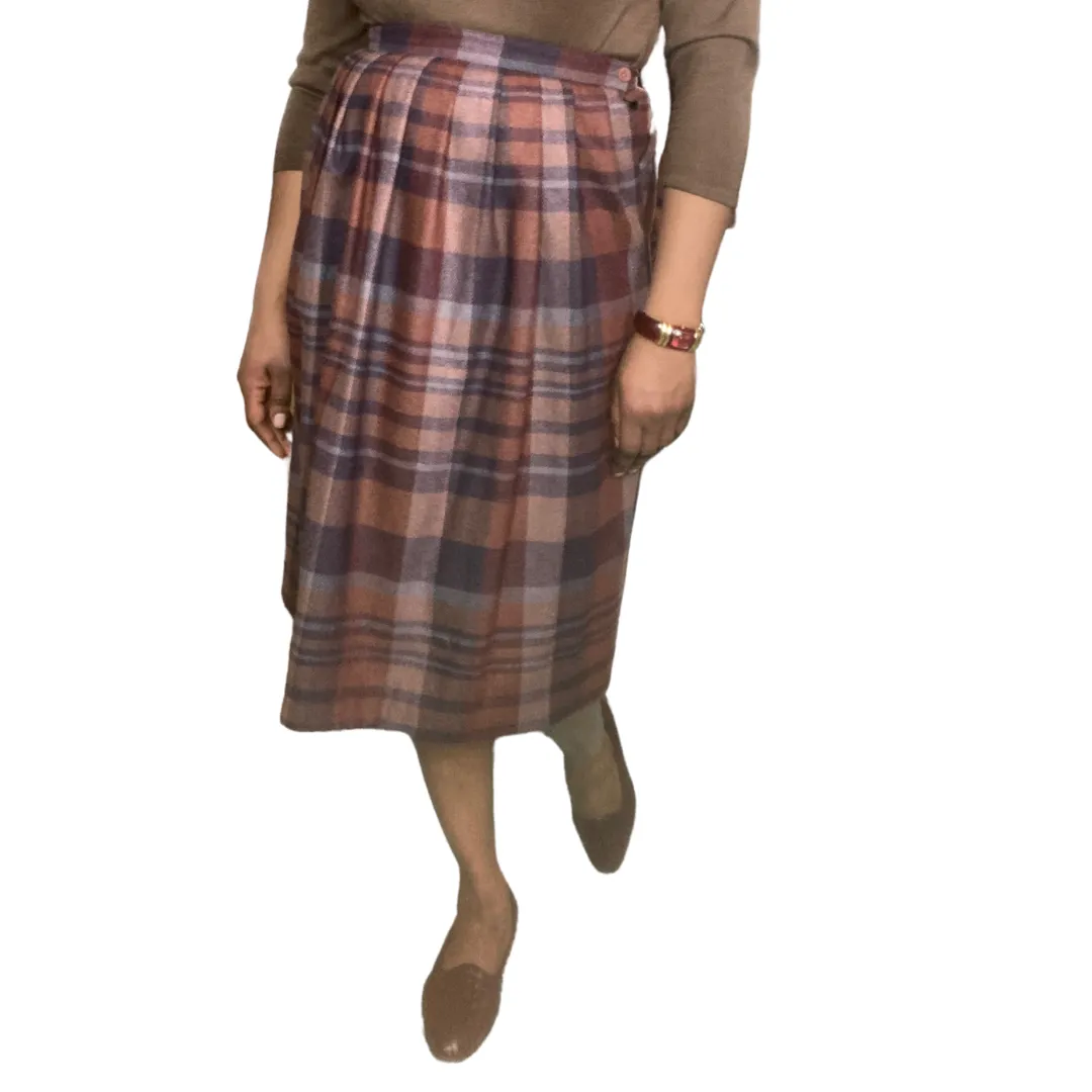 Jordache Wool Plaid Midi Skirt sz. M