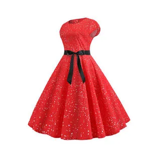 Ketty More Women Round Neck Small Sleeve Printed Swing Dress - KMWDC8836