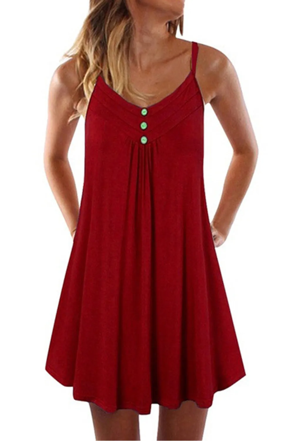 Ketty More Women Thin Strap Neck Loose Summer Dress-KMWC12328