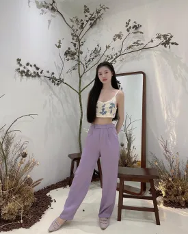 KOREA HIGH-WAISTED PANTS PURPLE