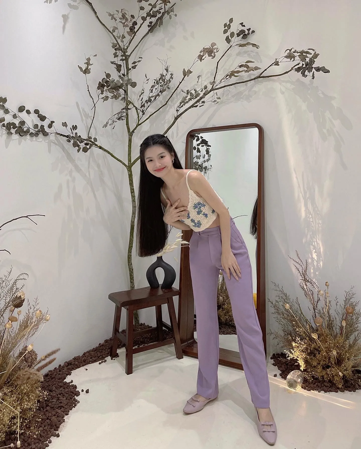 KOREA HIGH-WAISTED PANTS PURPLE