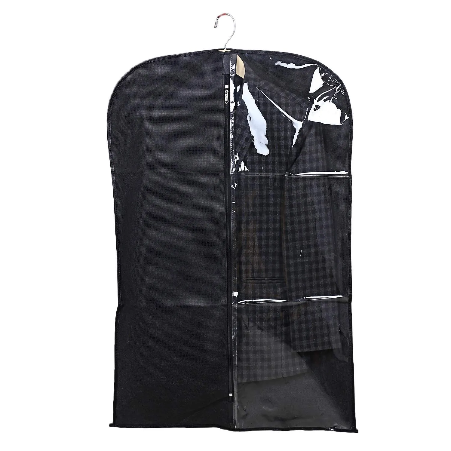 Kuber Industries 2 Pieces Half Transparent Non Woven Men's Coat Blazer Suit Cover (Grey & Black) -CTKTC041478