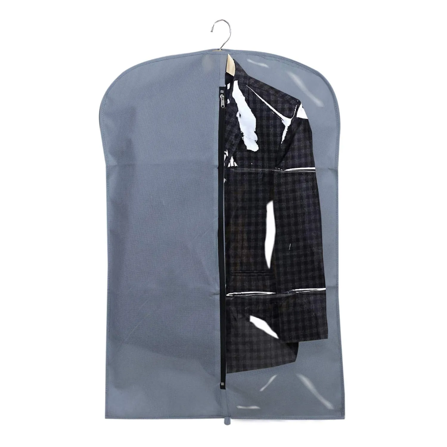 Kuber Industries 2 Pieces Half Transparent Non Woven Men's Coat Blazer Suit Cover (Grey & Black) -CTKTC041478
