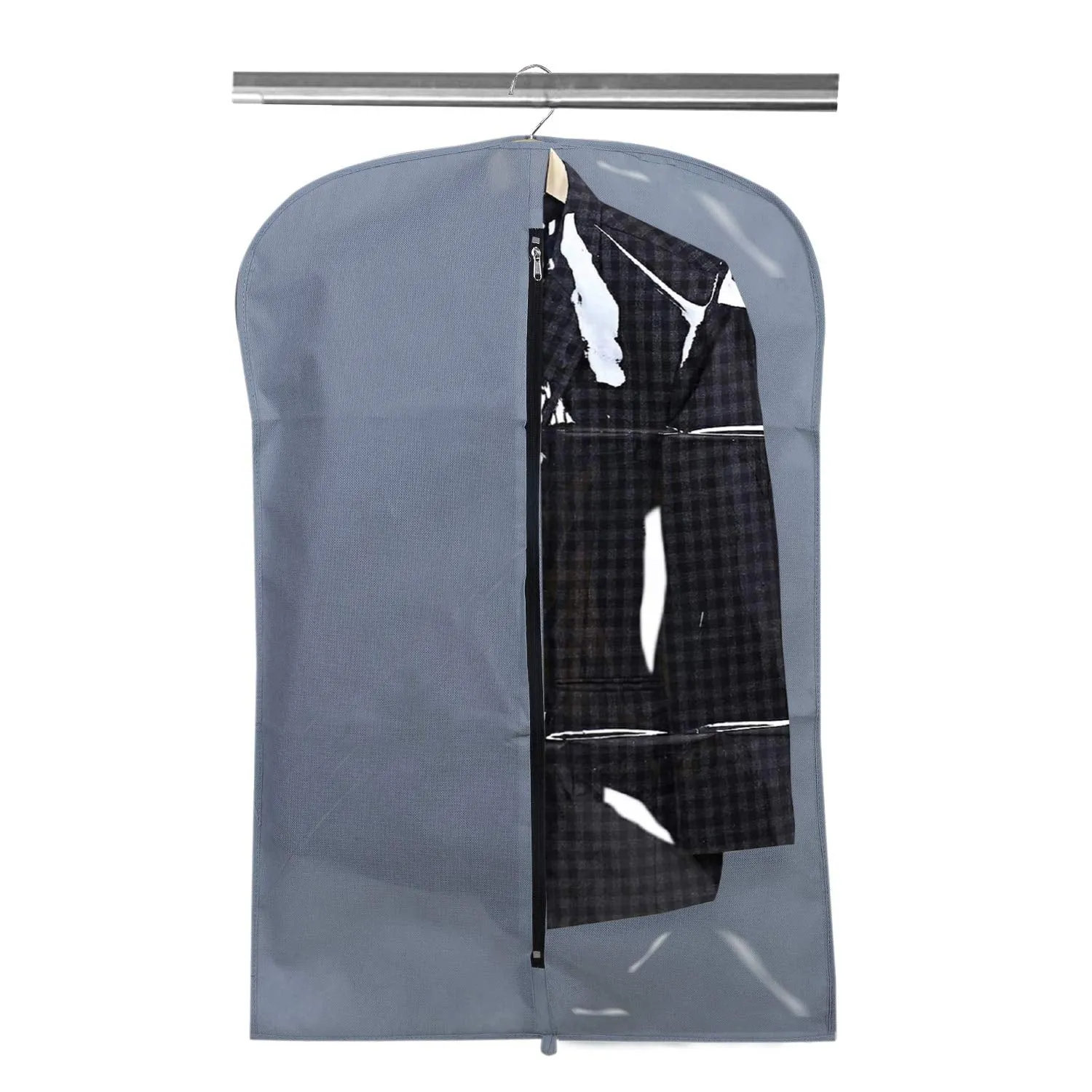 Kuber Industries 2 Pieces Half Transparent Non Woven Men's Coat Blazer Suit Cover (Grey & Black) -CTKTC041478