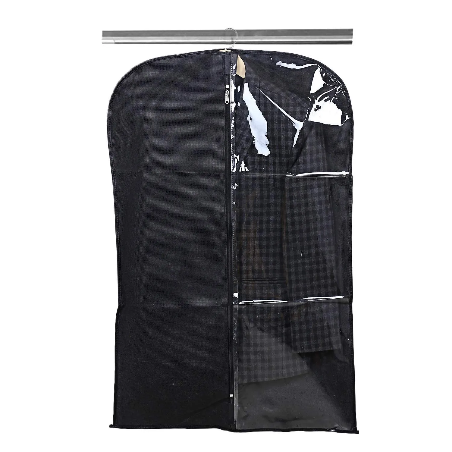 Kuber Industries 2 Pieces Half Transparent Non Woven Men's Coat Blazer Suit Cover (Grey & Black) -CTKTC041478