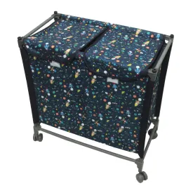 Kuber Industries 2 Section Portable Laundry Basket, Laundry Sorter with Wheels (Blue)-KUBMART15813