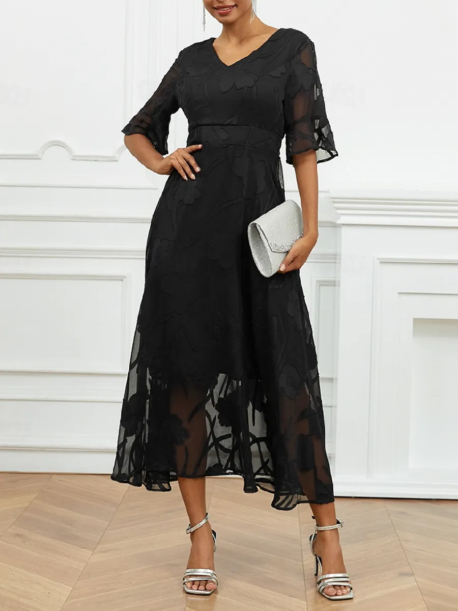 Lace Ruffle Flutter Sleeve Dress