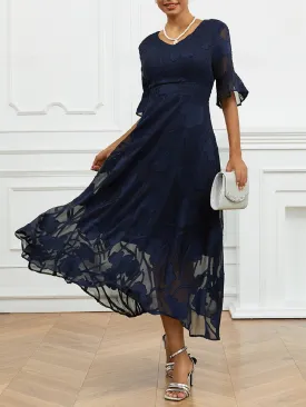 Lace Ruffle Flutter Sleeve Dress