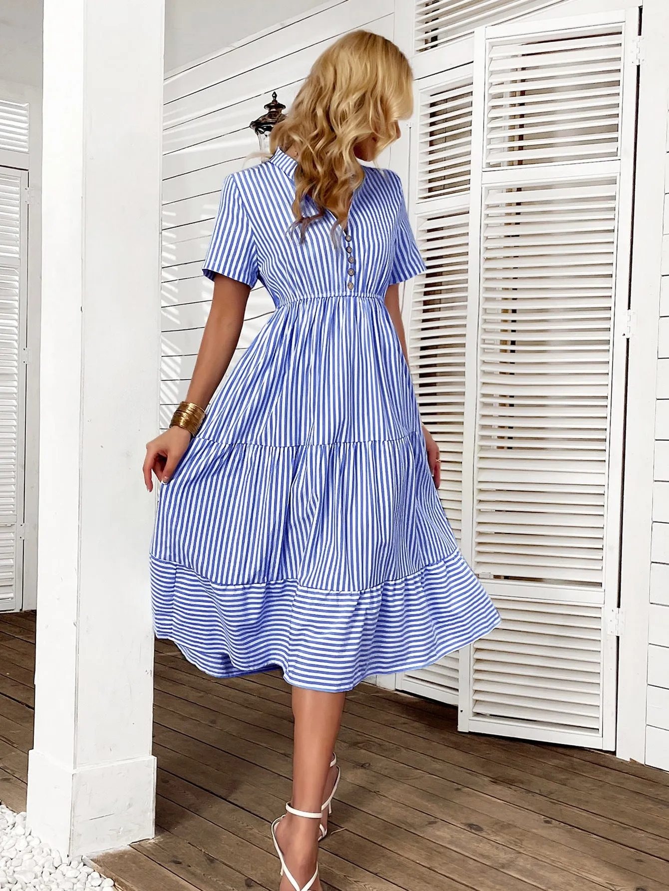 Leisure Holiday Striped Dress