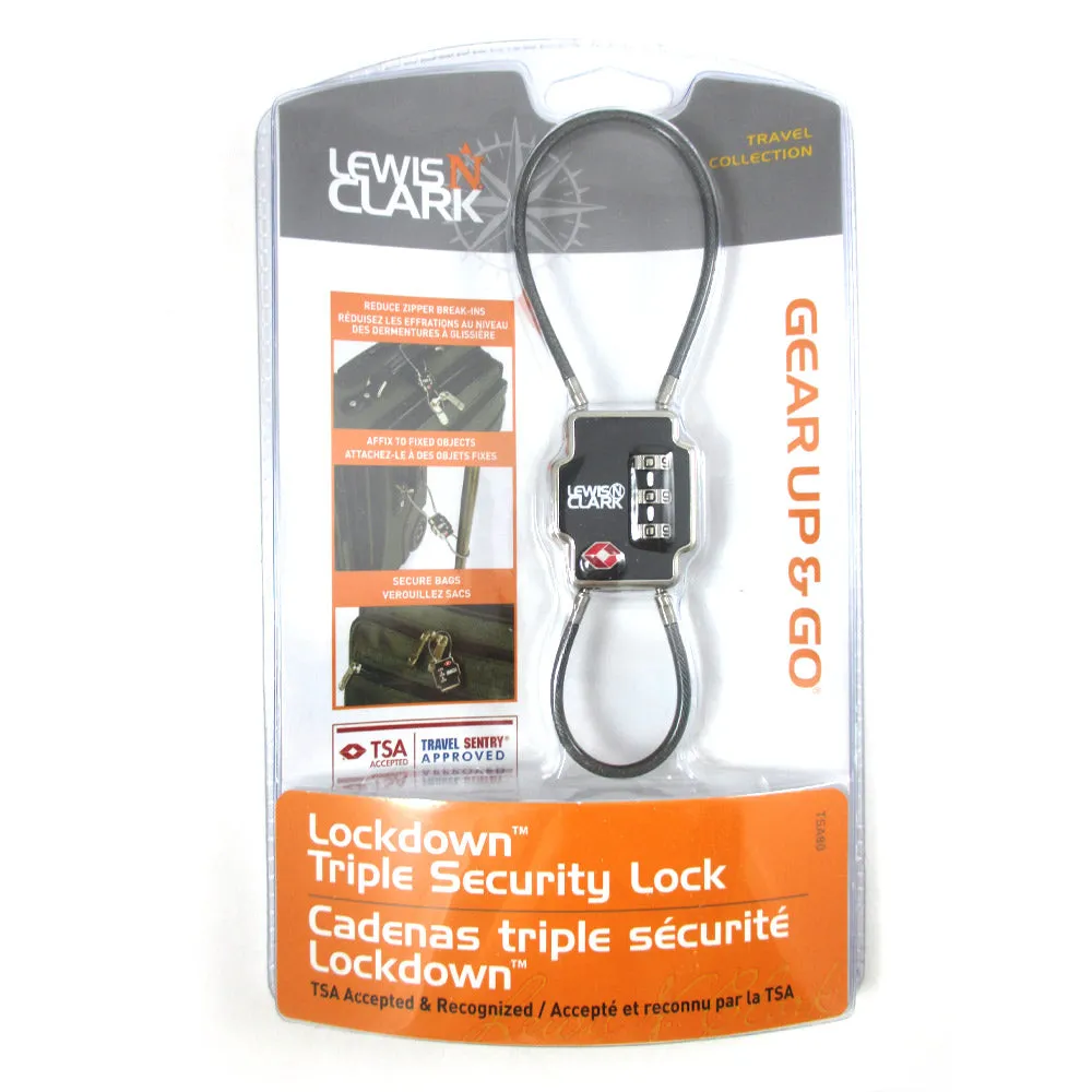 Lewis N Clark TSA Triple Security Lock Double Cable Combination Luggage Travel !