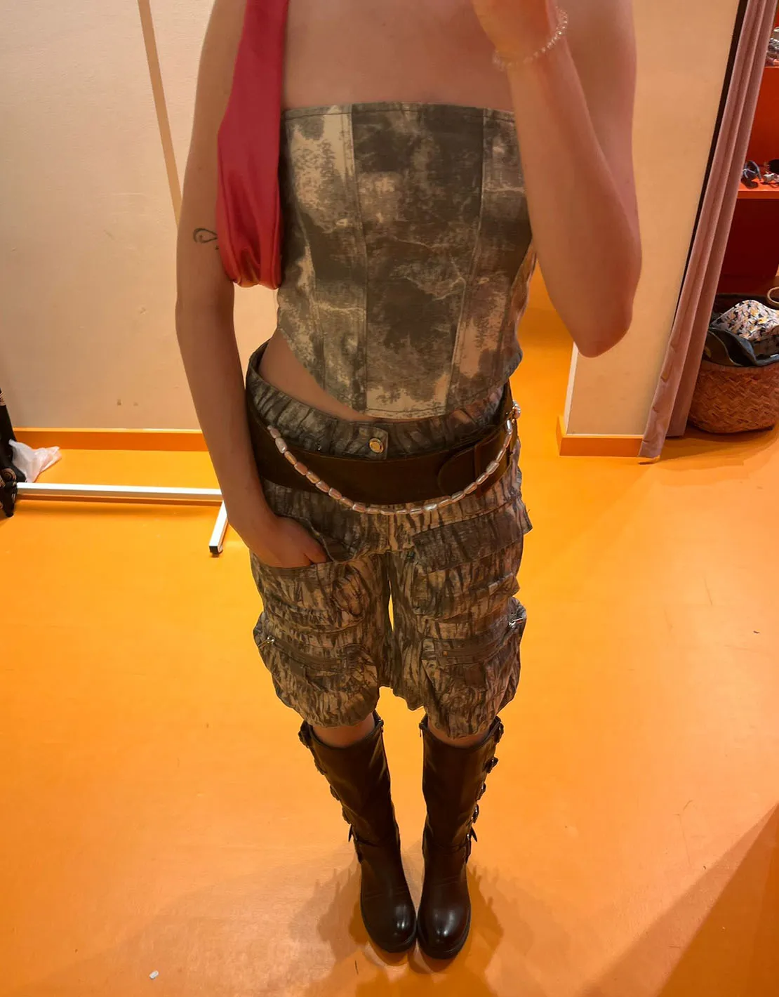 Long camouflage print shorts