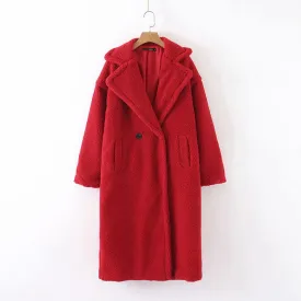 Long Faux Lamb Fur Coat