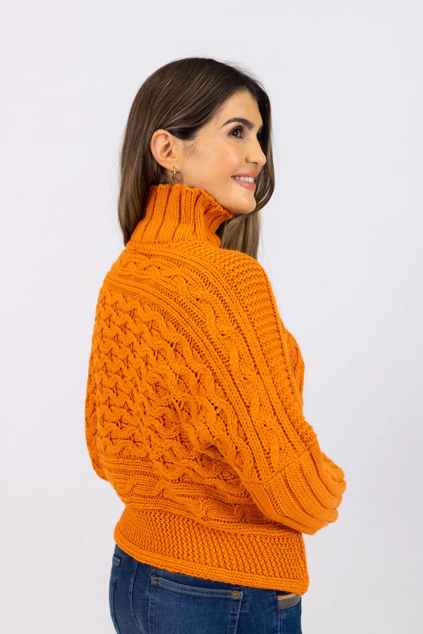 Md'M Orange Cable Sweater