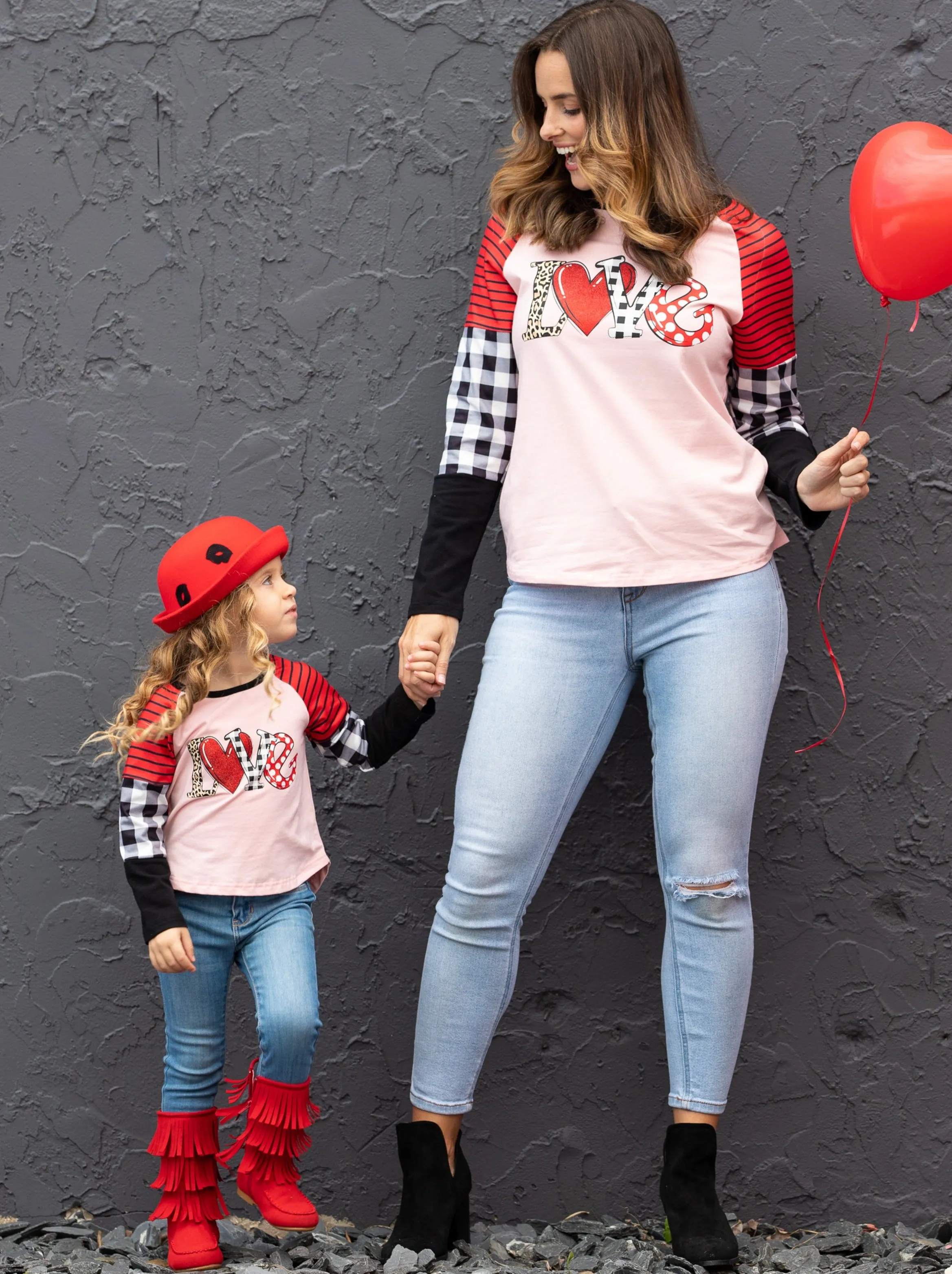 Mommy and Me Love Colorblock Sleeve Top