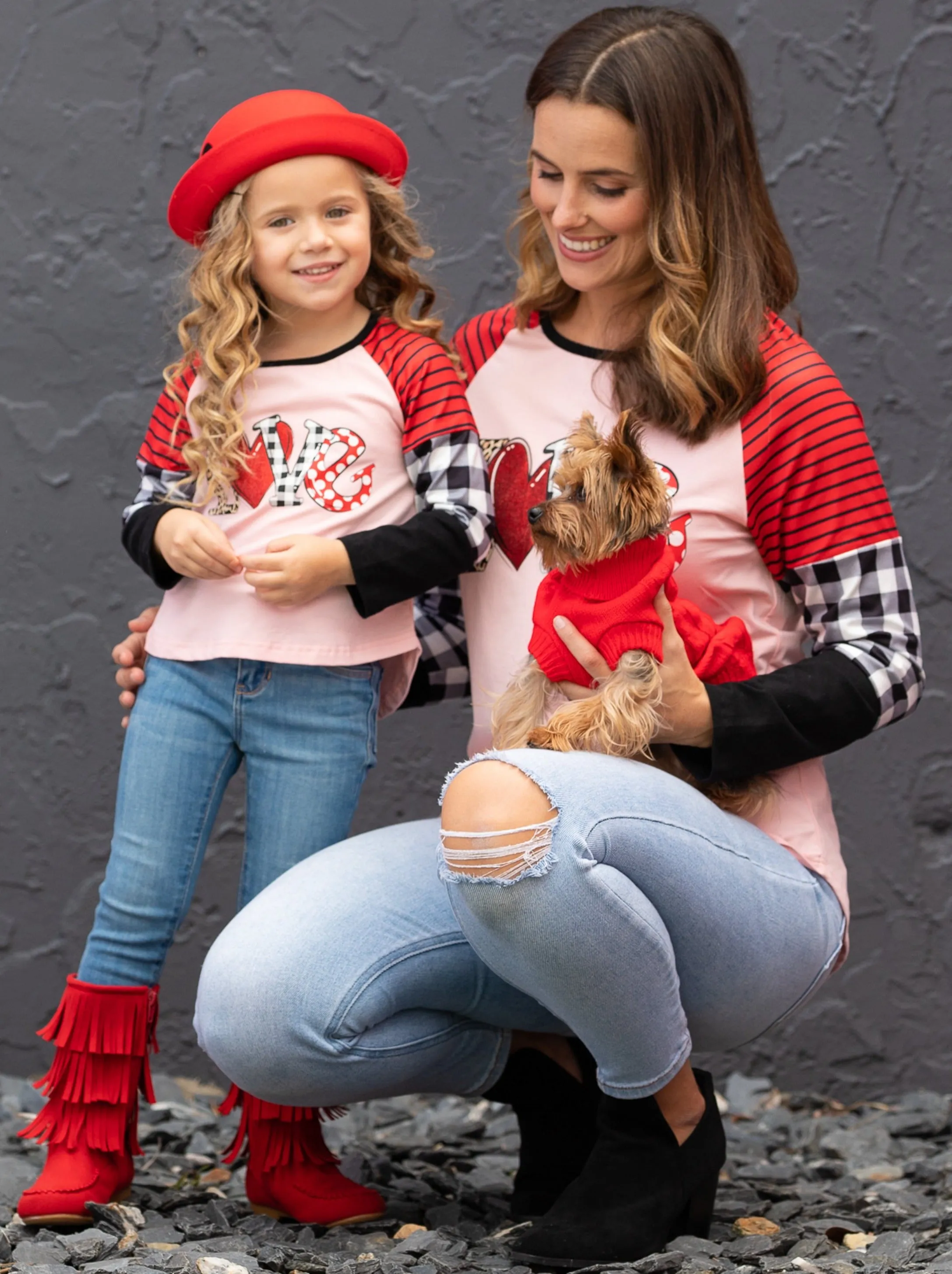 Mommy and Me Love Colorblock Sleeve Top