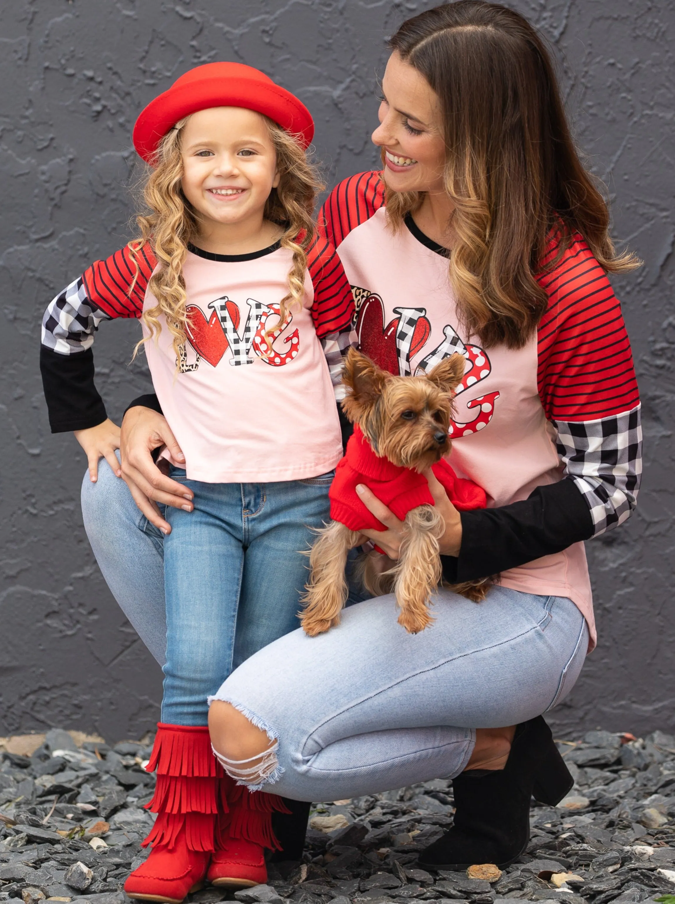 Mommy and Me Love Colorblock Sleeve Top