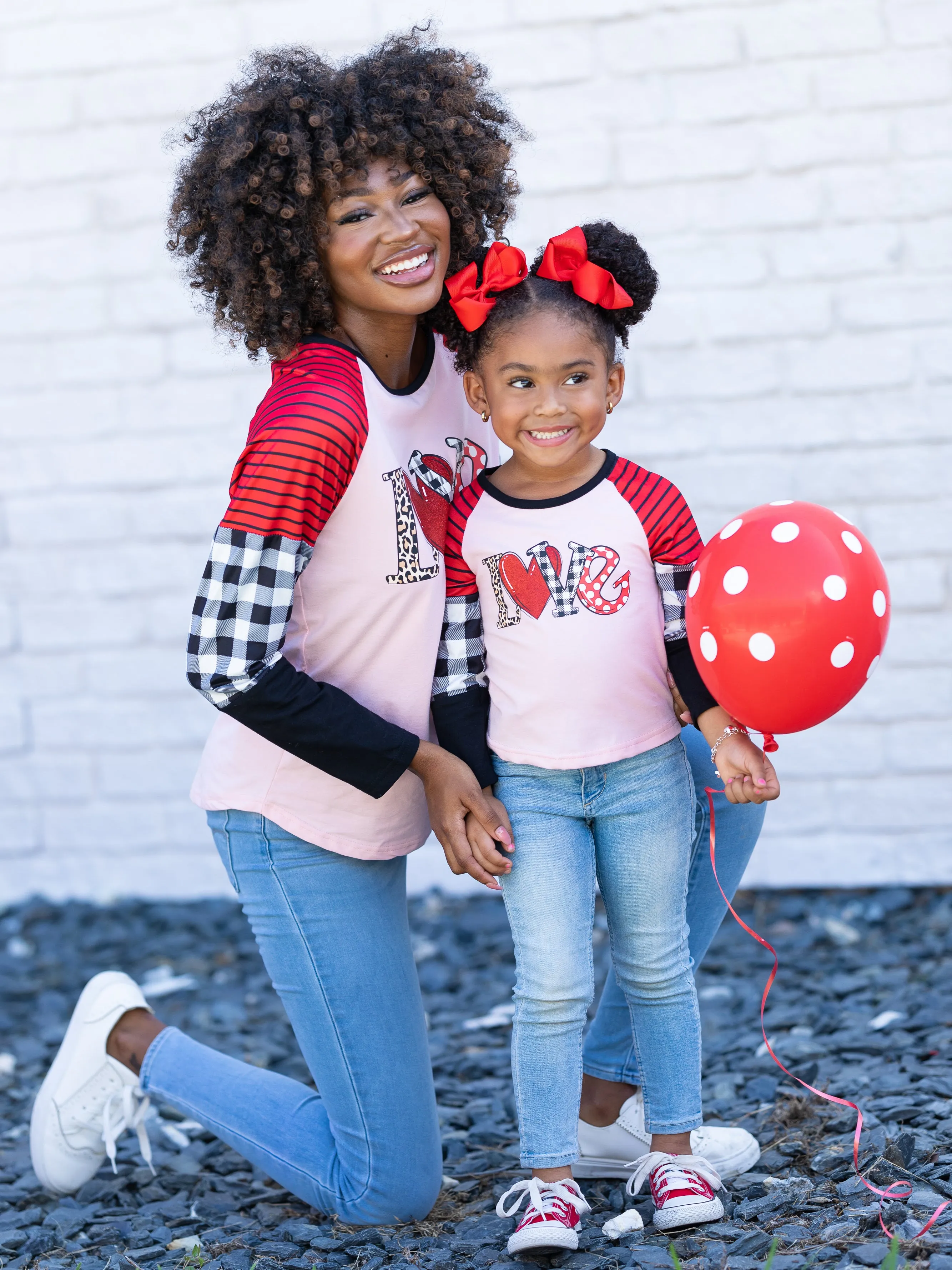 Mommy and Me Love Colorblock Sleeve Top