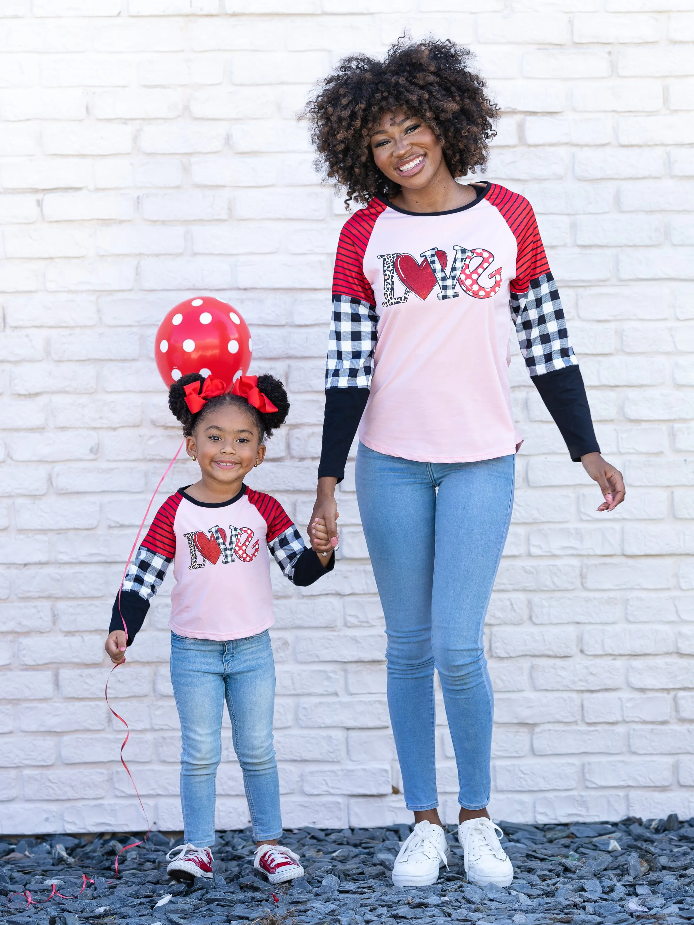 Mommy and Me Love Colorblock Sleeve Top