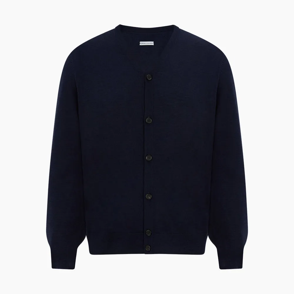 Navy Fine Merino V-Neck Cardigan