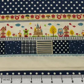 Navy Patchwork Kingdom Cotton Print