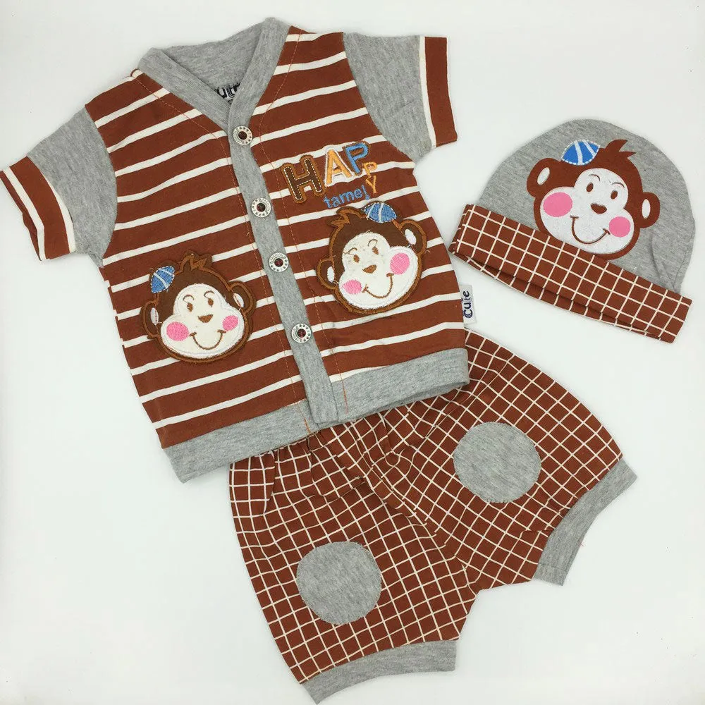 Newborn Baby Cute Monkey Dress with Cap for 0-3 Months