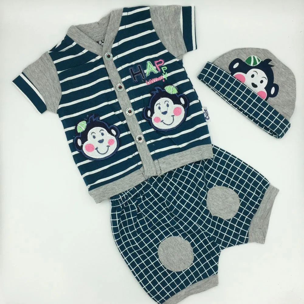 Newborn Baby Cute Monkey Dress with Cap for 0-3 Months