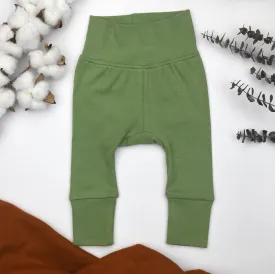 Organic Cotton High Waist Baby Pants, Sage Green