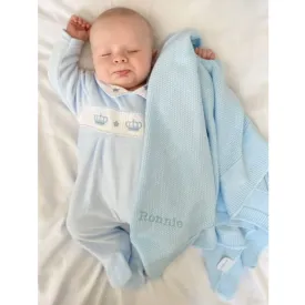 Personalised Blue Embroidered Name Shawl