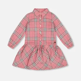 Pink Plaid Shirt Dress