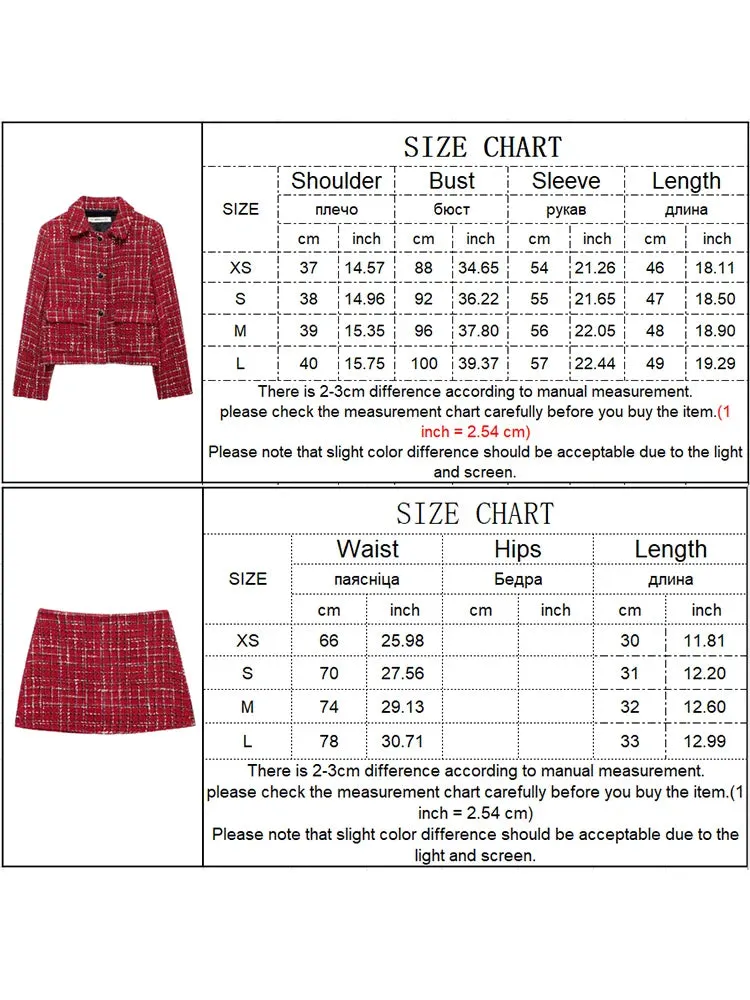 Plaid Lapel Coat and Side Zipper Short Suit