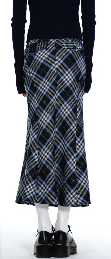 Plaid Serpentina Midi Skirt
